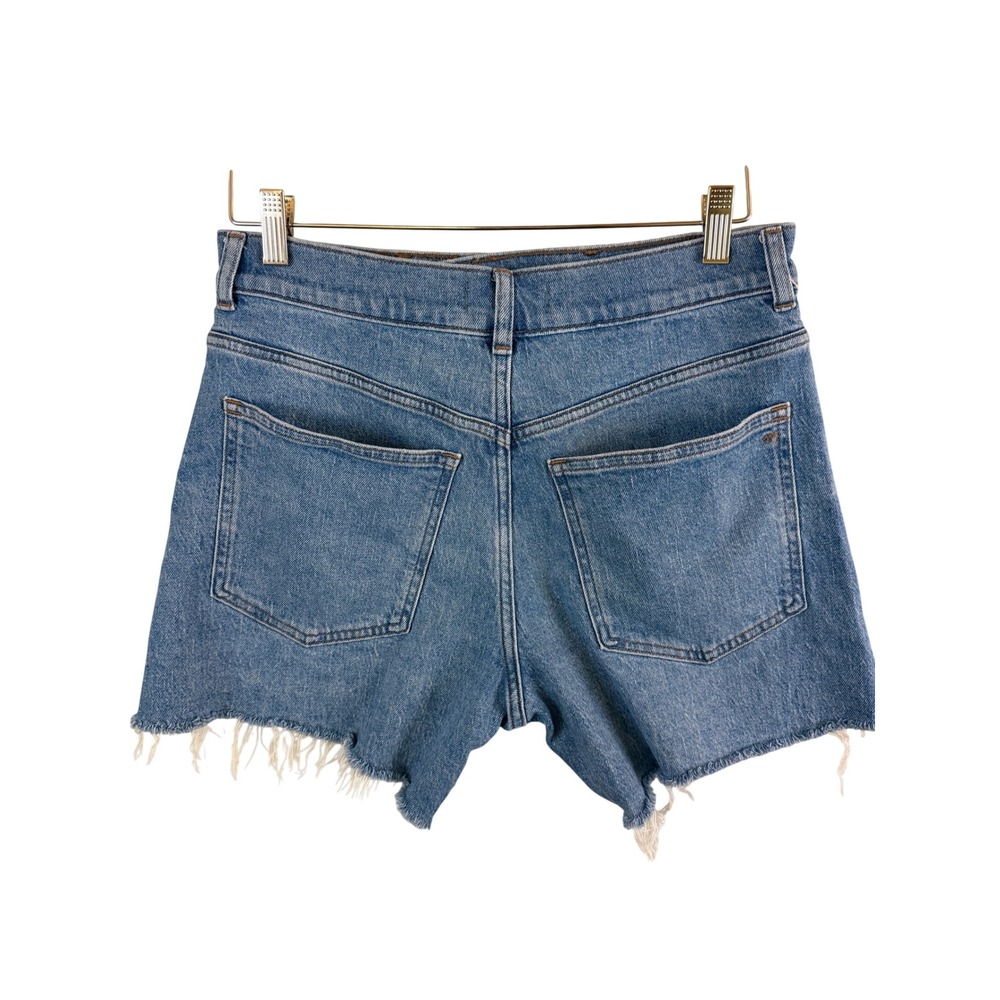 Madewell The Perfect Mid Length Jean Short Women 28 Blue Denim Raw Hem - Picture 2 of 11